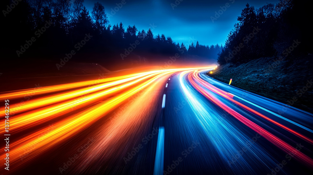 Night Road Lights: Speed, Motion, and Dynamic Colors Night Road Lights: Speed, Motion, and Dynamic Colors