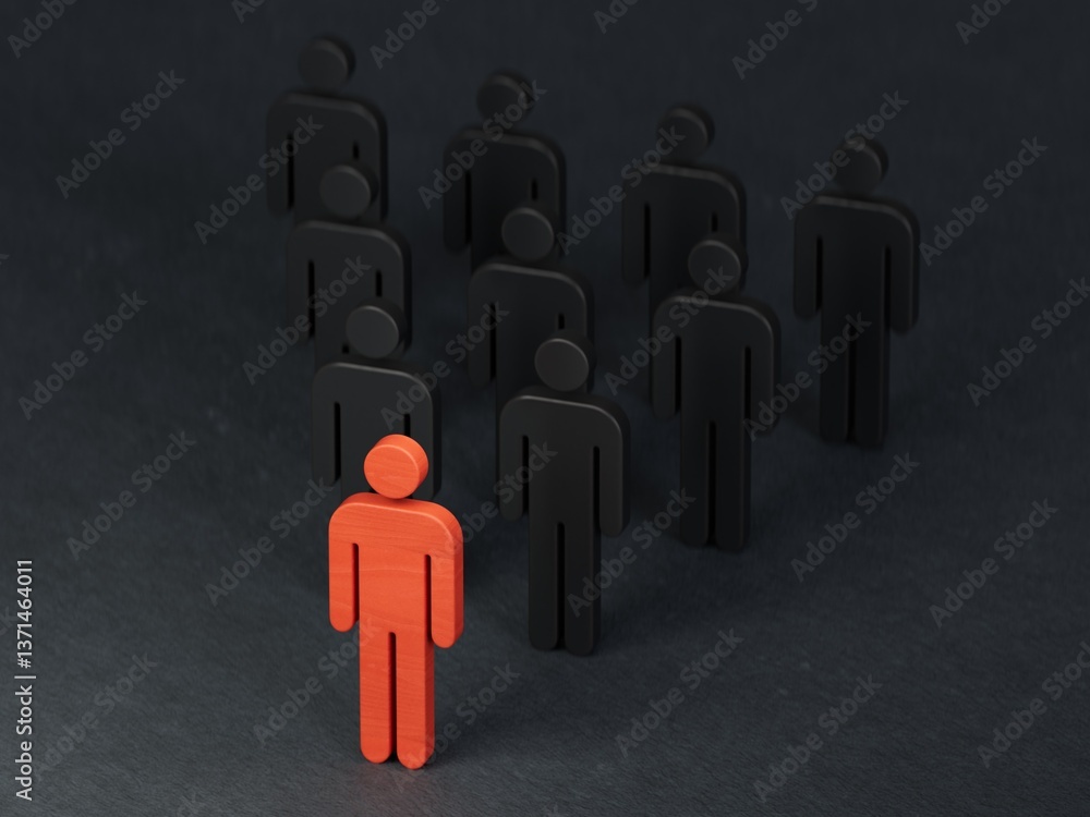 Crowd business organization. Leadership and teamwork concept.Perfect for representing business strategy, leadership, and management.3D rendering on black background. Crowd business organization. Leadership and teamwork concept.Perfect for representing business strategy, leadership, and management.3D rendering on black background.