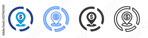 Market Positioning icon set multiple style collection