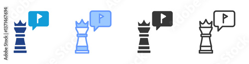 Strategic Goals icon set multiple style collection