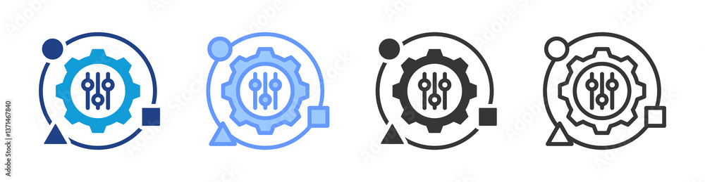 Naklejka premium Adaptability icon set multiple style collection