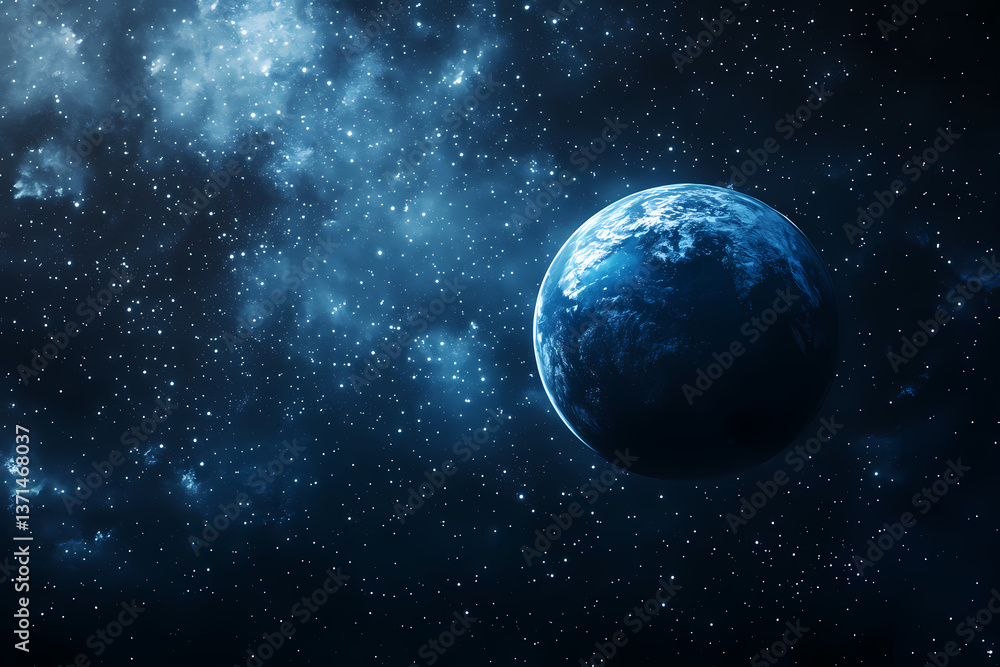 Obraz premium Celestial Orb: A stunning view of Earth from space, showcasing the planet's atmosphere and the vastness of the cosmos. This awe-inspiring image captivates the imagination.