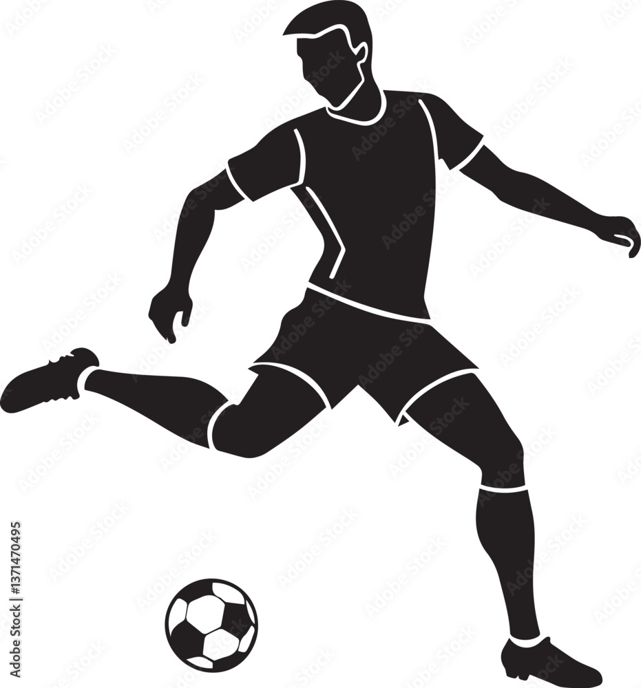 Naklejka premium football player silhouette creative illustration vector, soccer player silhouette vector black and white