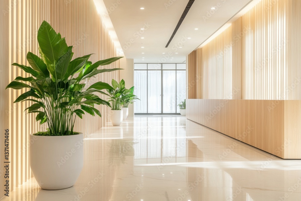 Fototapeta premium Modern Office Interior with Bright Lighting and Elegant Decor