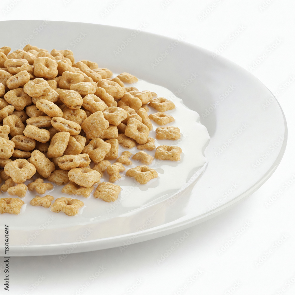 cereals in a white plate on a white background close-up cereals in a white plate on a white background close-up