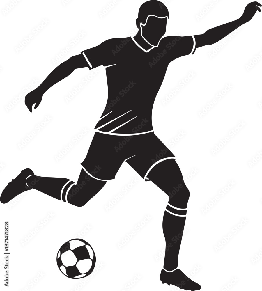 Naklejka premium football player silhouette creative illustration vector, soccer player silhouette vector black and white