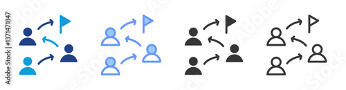 Team Building Strategies icon set multiple style collection