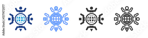 Diversity icon set multiple style collection
