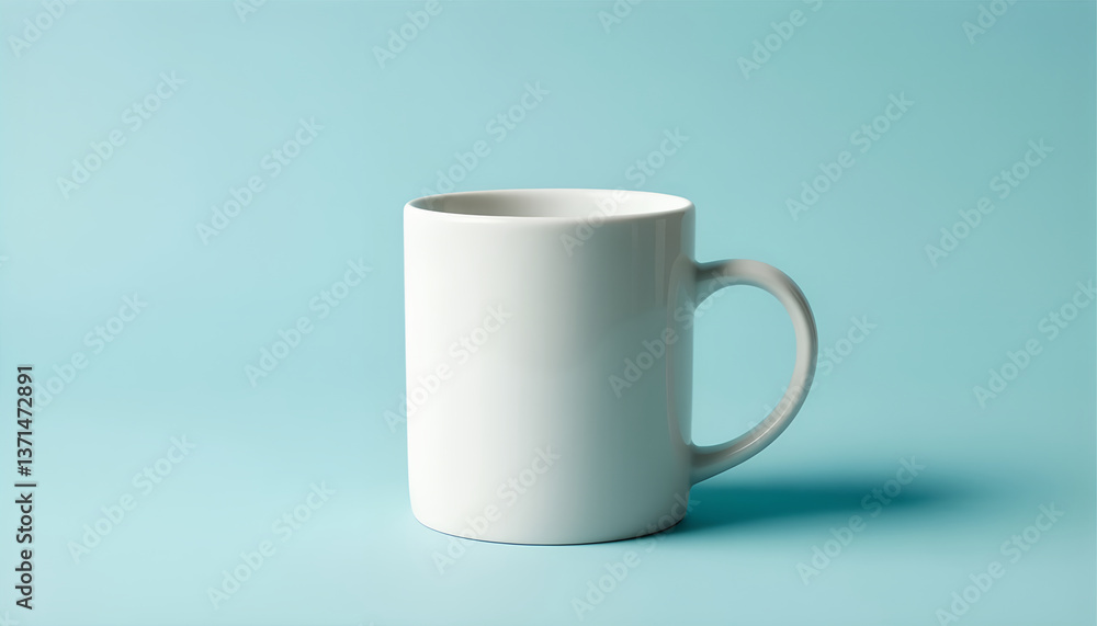 Obraz premium White Mug on Light Blue Background for Mockup Presentation