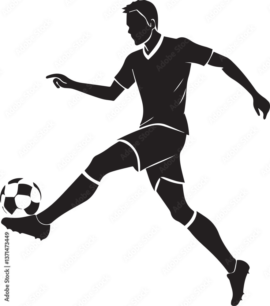 Naklejka premium football player silhouette creative illustration vector, soccer player silhouette vector black and white