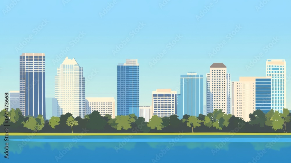 Obraz premium very simple vector style illustration of : orlando florida skyline 