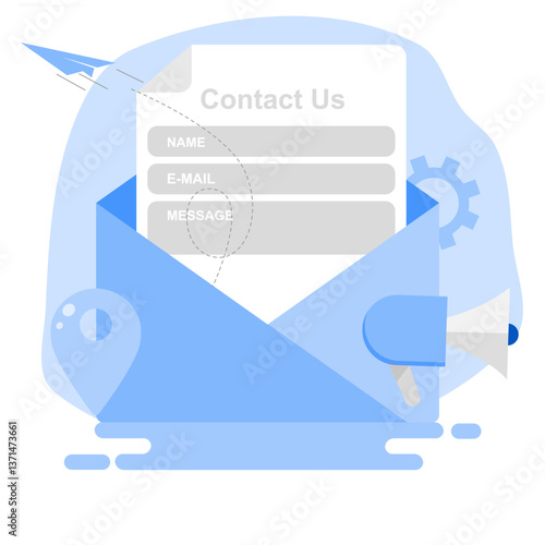 Contact Us form concept for web banner, landing page, business presentation, website banner, customer service, complaint assistance for customers. EPS 1
