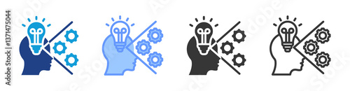 Knowledge icon set multiple style collection