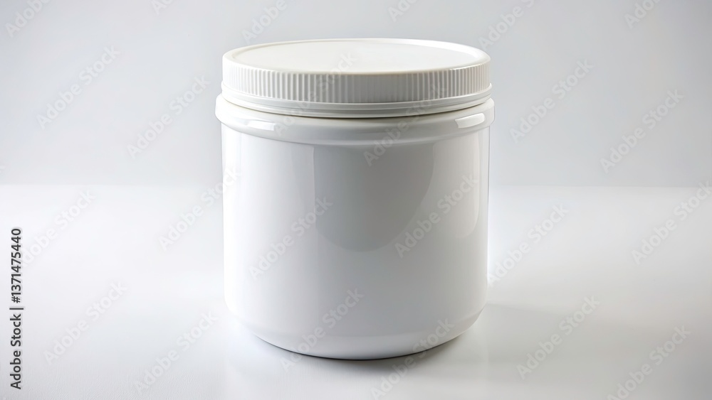 White Plastic Canister, Container, Jar, Storage, Isolated, Product Photography, Packaging, Mockup, 3D Render, Realistic White Plastic Canister, Container, Jar, Storage, Isolated, Product Photography, Packaging, Mockup, 3D Render, Realistic