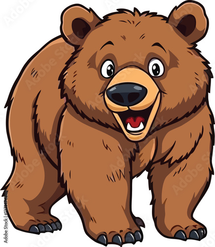 Cute cartoon a illustrator grizzly bear vector with a white backround