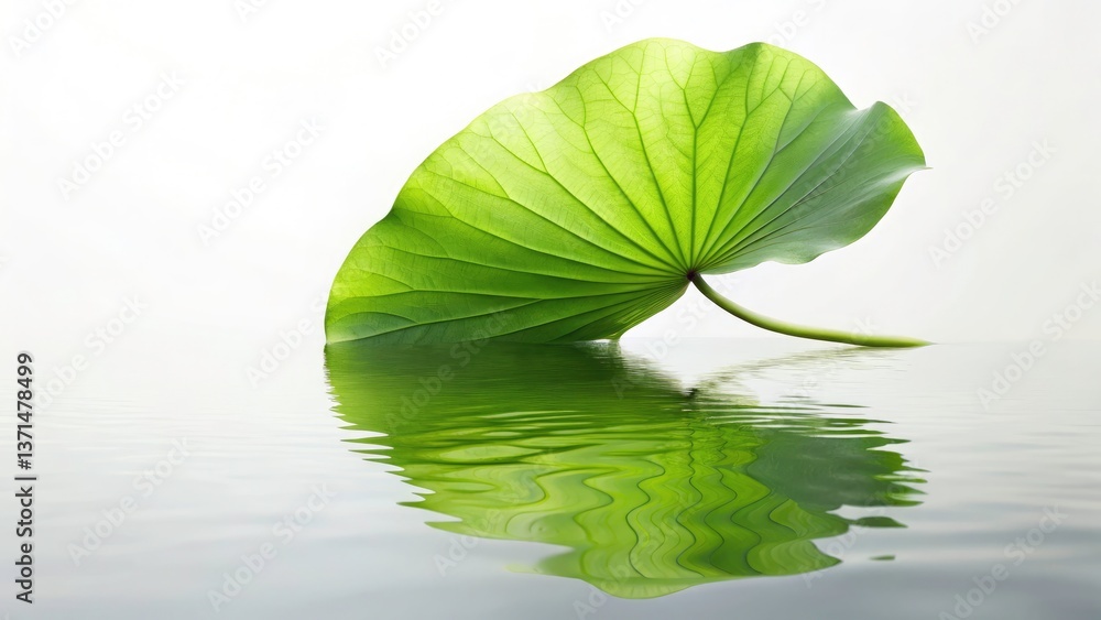 Fototapeta premium Ancient China Lotus Reflection: Minimalist Low Light Water Lily Photography