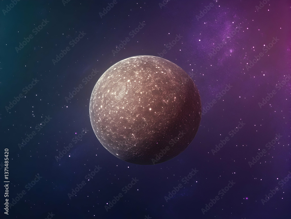 3D Render of a Glittering Sphere in Cosmic Space with Purple and Blue Colors 3D Render of a Glittering Sphere in Cosmic Space with Purple and Blue Colors