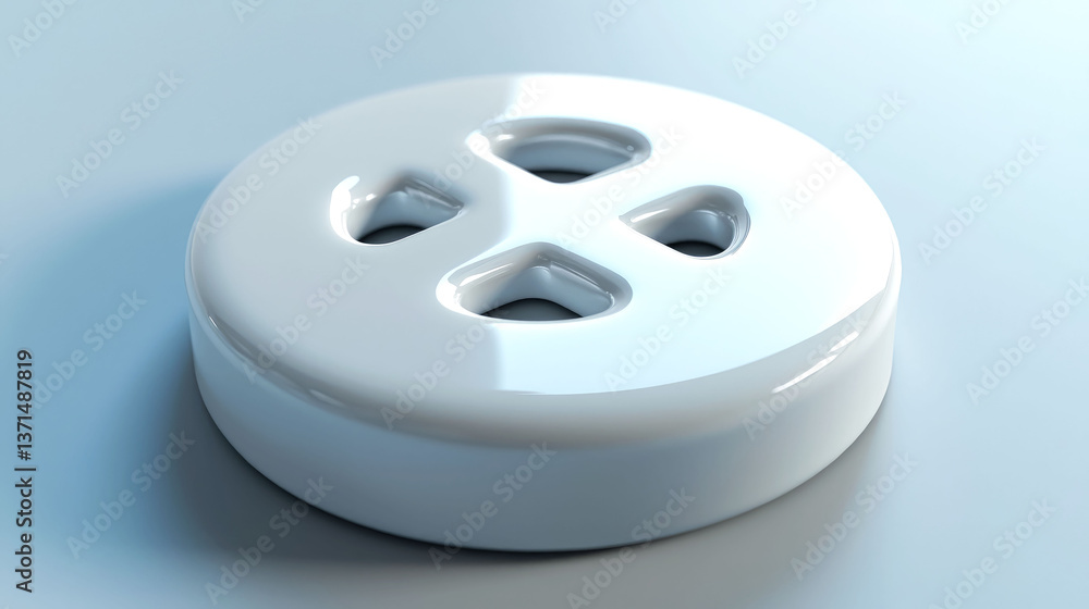 Obraz premium Abstract White Circular Tech Button: Minimalist Design