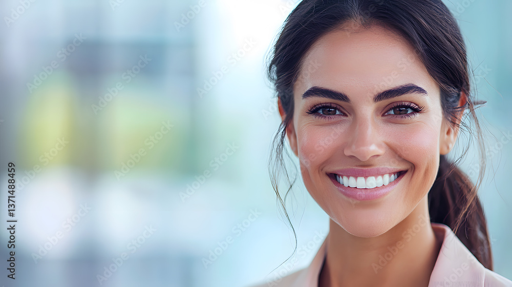 Obraz premium Confident business leadership woman modern office portrait photography bright environment close-up empowerment