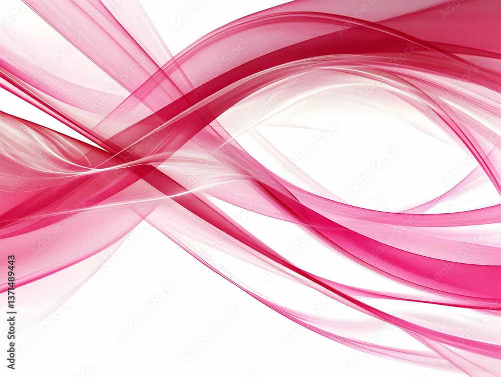 Fototapeta premium Abstract Digital Illustration of Pink Flowing Ribbon Wave on White Background