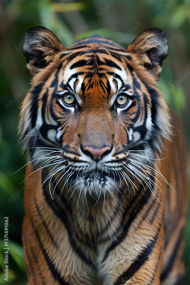 Naklejka premium Majestic Bengal Tiger Captured in its Natural Habitat Exhibit Grace and Power