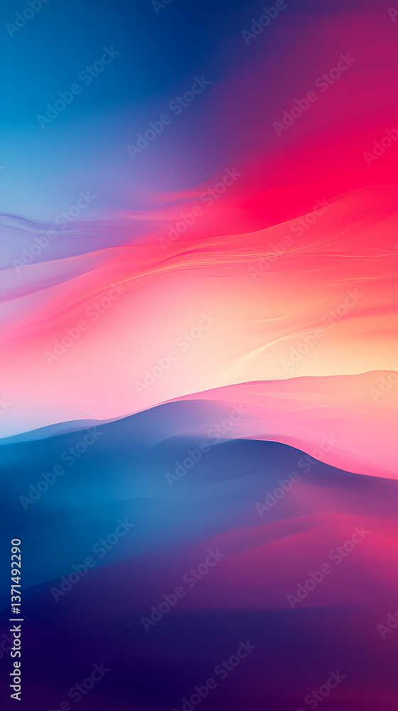 Fototapeta premium Colorful Abstract Background: Blurred Artistic Gradient Wave in Vibrant Blue, Pink, and Orange Palette
