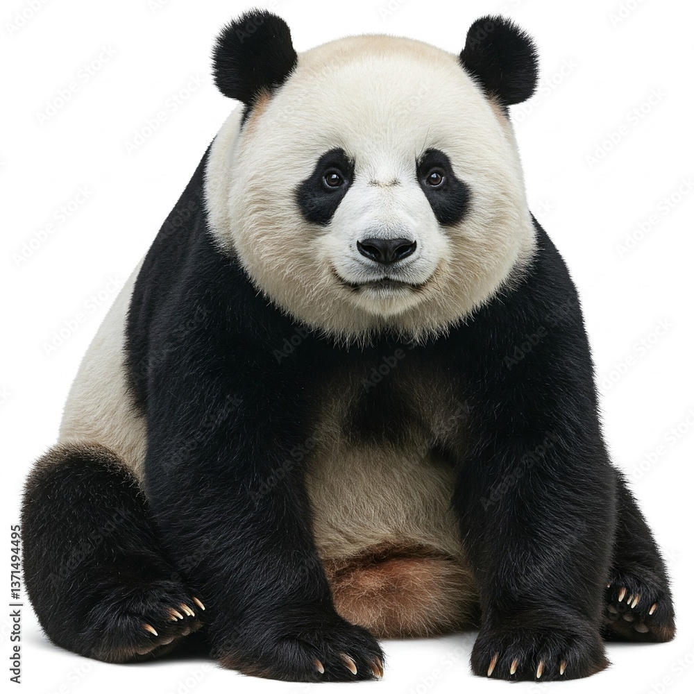 Adorable giant panda sitting isolated on white background, perfect for wildlife and nature conservation themes
Adorable giant panda sitting isolated on white background, perfect for wildlife and nature conservation themes