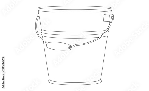 Bucket. Vector illustration isolated on white. Black line. Coloring page.