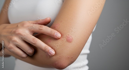 Wallpaper Mural Close-up of a Woman's Arm Showing Psoriasis Lesions, Dry Skin, and Eczema-like Symptoms Torontodigital.ca