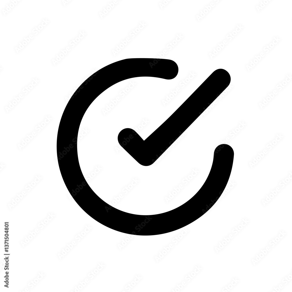 Black Check Mark Icon on White Background Black Check Mark Icon on White Background