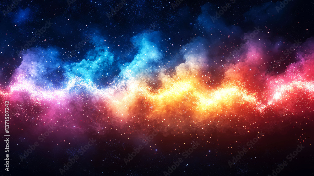 Fototapeta premium Cosmic Nebula: Vibrant Galaxy Colors in Space