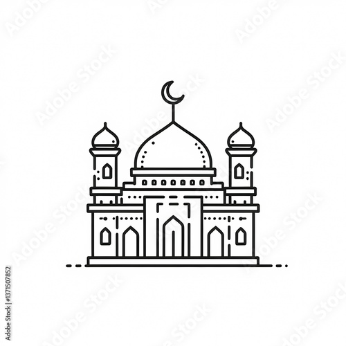 Wallpaper Mural Blank coloring book illustration of a simple and beautiful mosque building. Torontodigital.ca