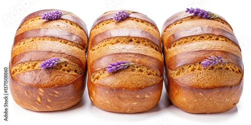 Minimalist Lavender Honey Rye Bread Photography: Delicious Baked Goods, Rustic Still Life, Food Styling