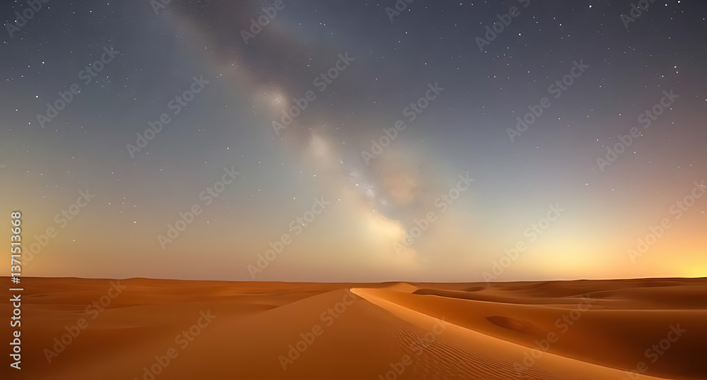 Fototapeta premium Stunning Desert Night Sky with Milky Way and Dunes
