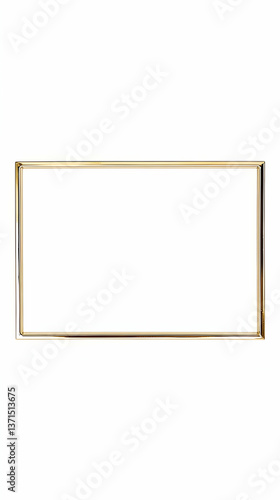 Photo Of Golden Rectangle Frame Border Isolated Against White Background
