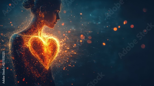 Heart of light abstract art coenzyme Q10