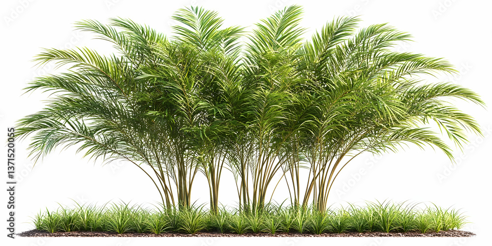Fototapeta premium Realistic Green Bush Isolated On White Background Illustration