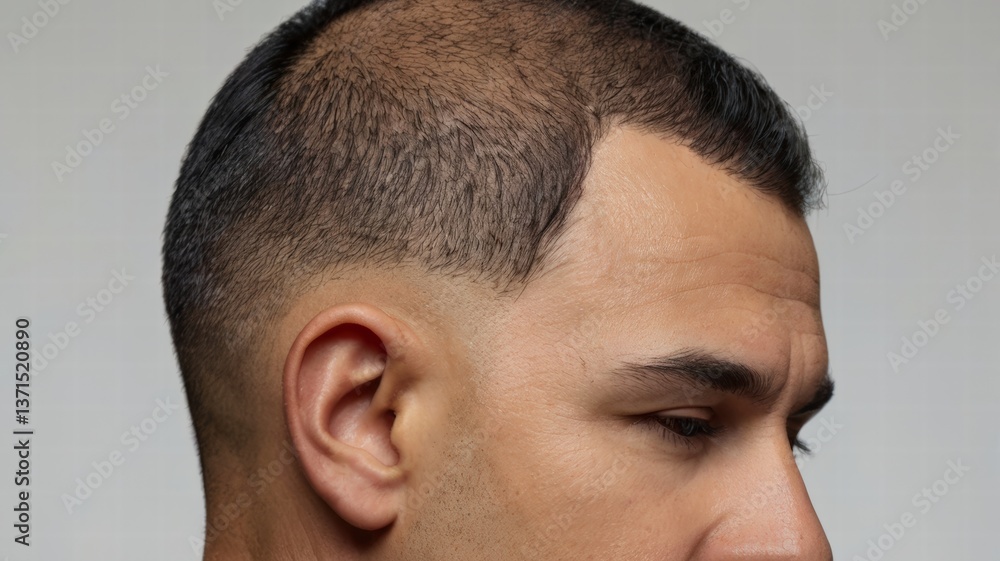 Fototapeta premium Man's Hairstyle: Close-up of a Modern Short Haircut