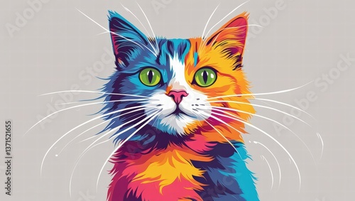 Colorful Pop Art Cat Portrait