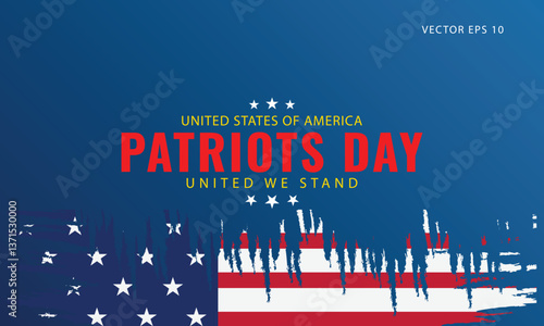 Patriots Day 911 Tribute Banner with Distressed USA Flag