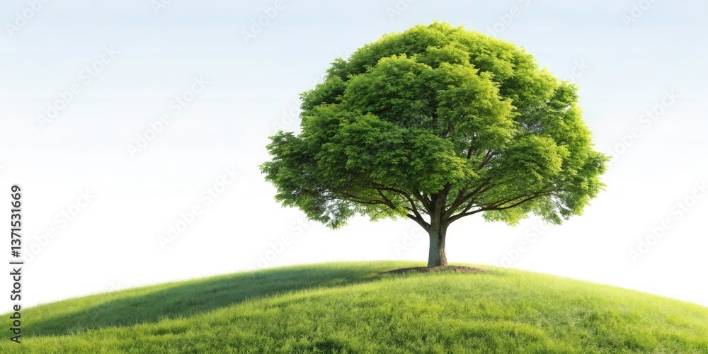 Serene Hilltop Tree: Peaceful Landscape Photography, AI Generated Image Serene Hilltop Tree: Peaceful Landscape Photography, AI Generated Image