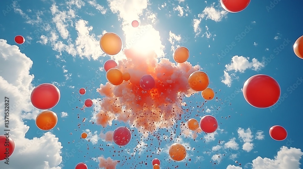 Exploding Balloons, Summer Sky Exploding Balloons, Summer Sky