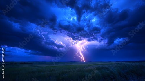 Wallpaper Mural Thunderstorm_and_lightning_set_against_a_blue_sky_ Torontodigital.ca