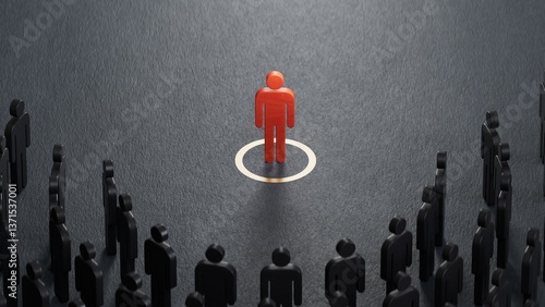Foto 3d illustration of many pawns over RED and representing a class action or a collective redress concept