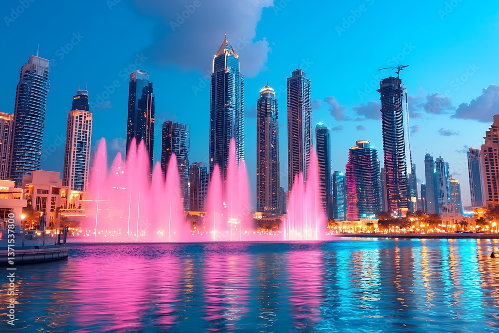 Obraz premium Dubai Fountains at Dusk