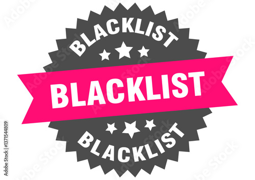 blacklist. blacklist round pink label isolated on transparent background