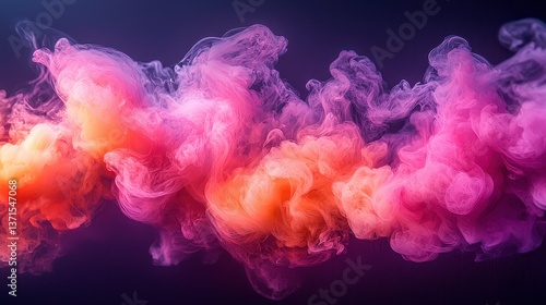 Colorful Smoke Cloud Abstract with Vibrant Pink, Orange, and Purple Hues Creating a Dreamy and Ethereal Background for Creative Design Projects and Artworks