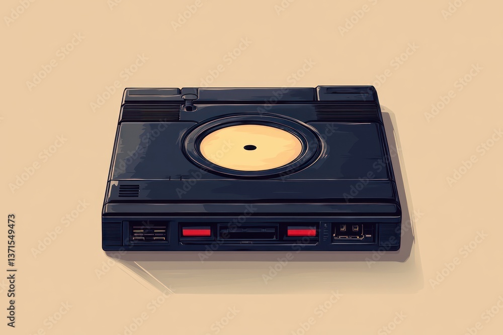 Fototapeta premium Vintage Floppy Disk Digital Illustration Flat Design Minimalist 80s 90s Technology Backup Storage Device