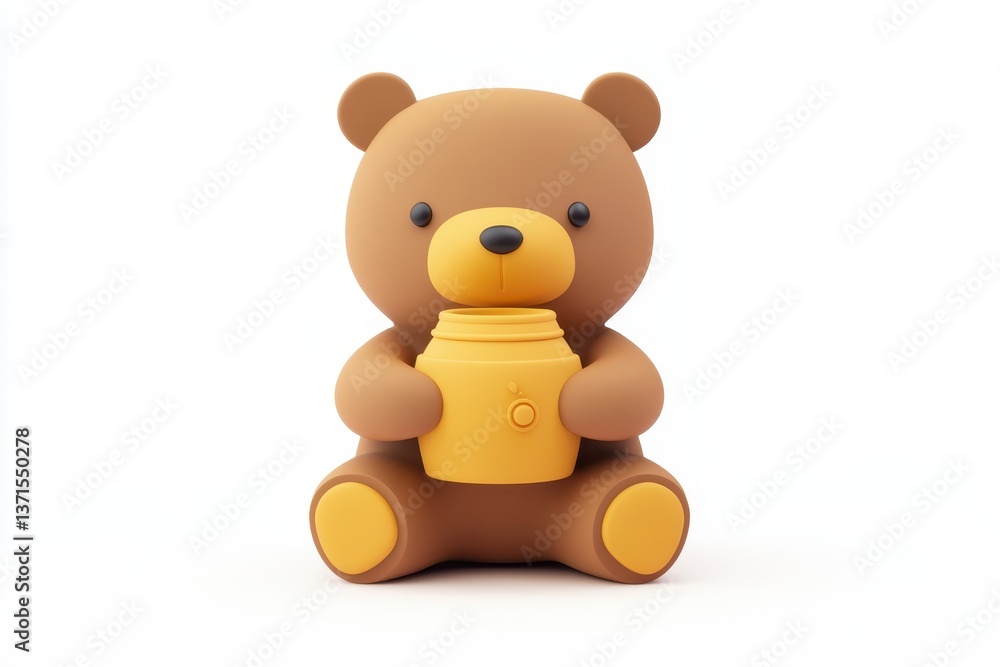 Cute Bear Character Holding Container in Minimalist Style Design Cute Bear Character Holding Container in Minimalist Style Design