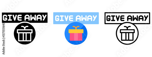 Give Away Web Interface Button Icon, Collection of Line, Glyph and Flat, Line, Glyph, Flat, Set of Line Glyph and Flat Icon
